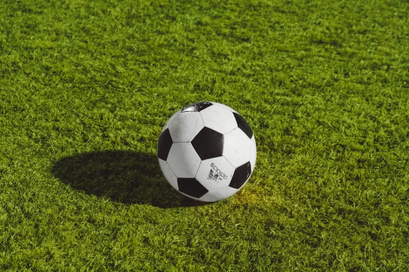 A soccer ball on the grass.